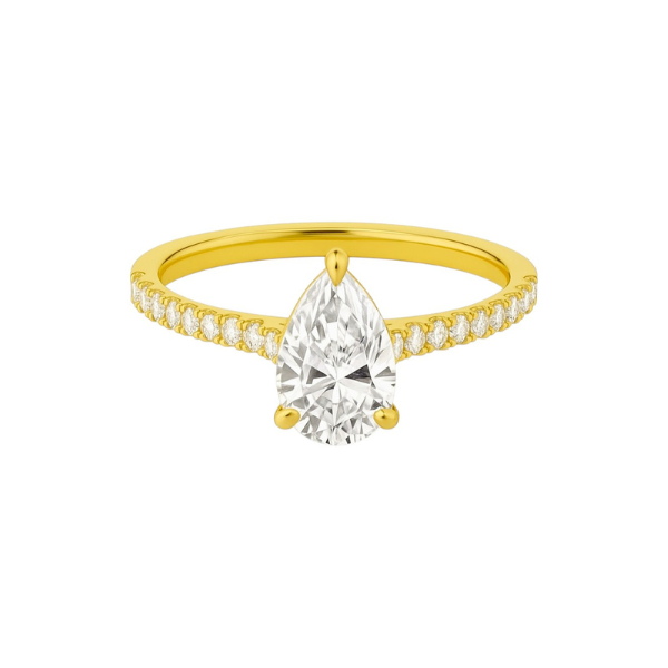 2 Carat Pear Shape Cathedral Setting 14K Solid Gold Diamond Engagement Ring